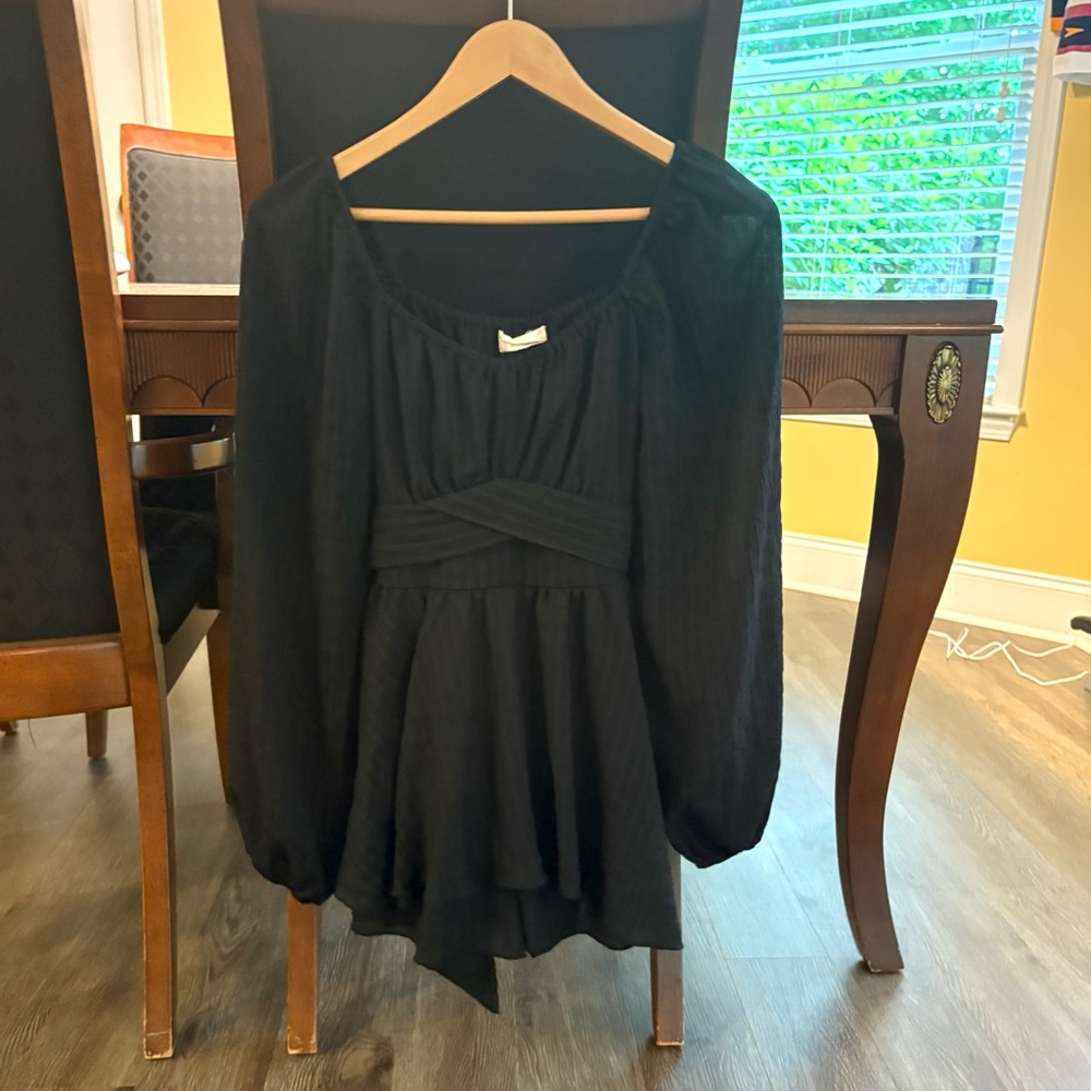 Altar'd State Black Asymmetrical Tie back dress